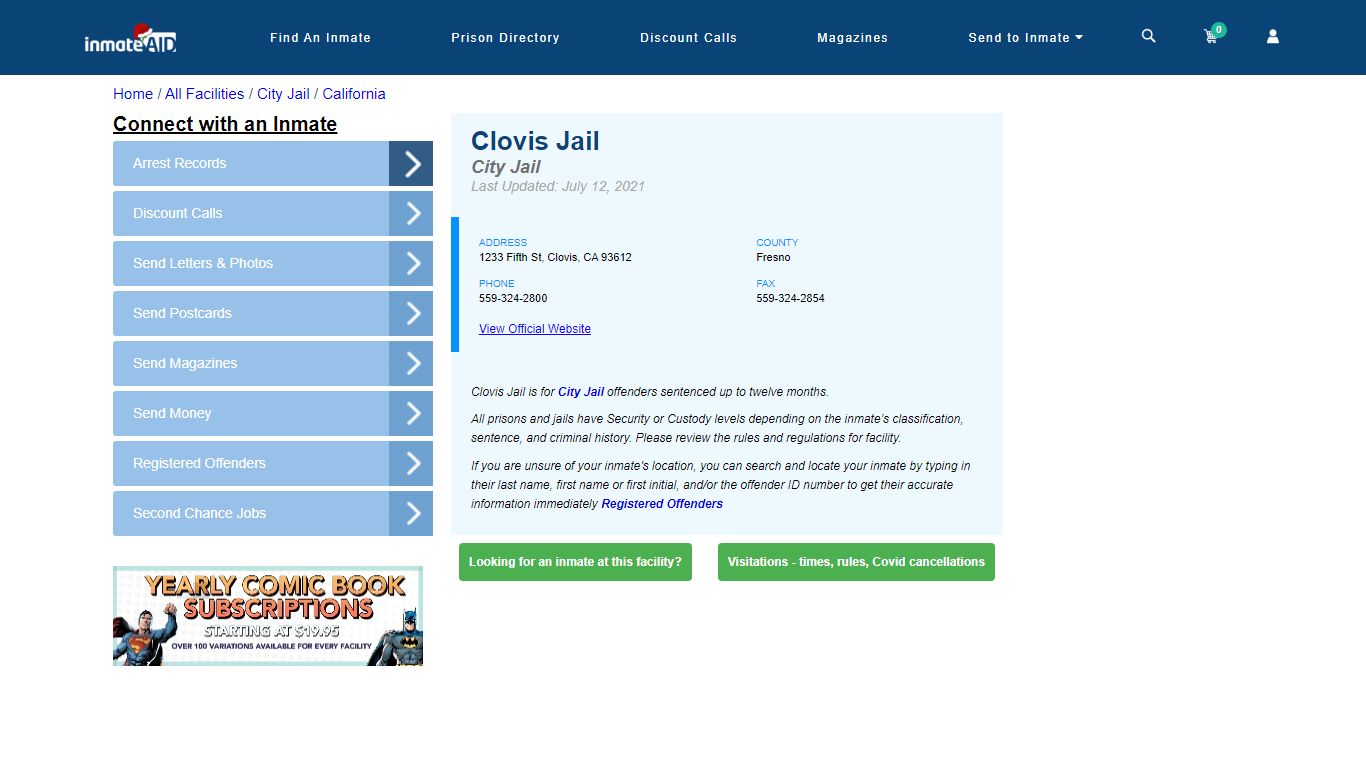 Clovis Jail | Inmate Locator