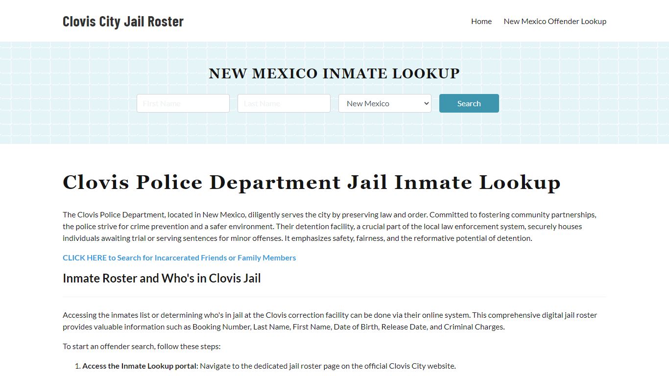 Clovis Police Department & City Jail, NM Inmate Roster, Arrests, Mugshots