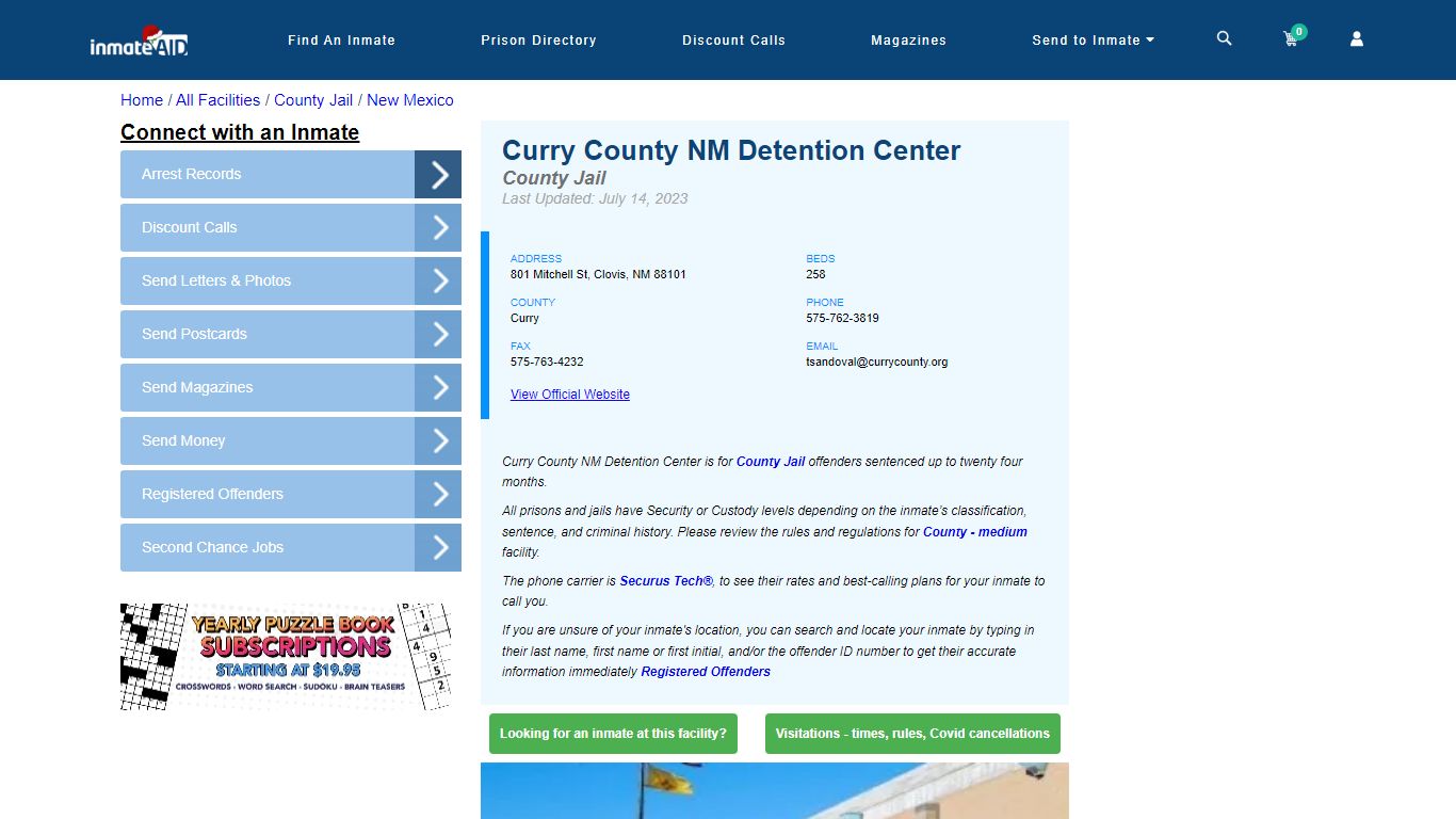 Curry County NM Detention Center - Inmate Locator - Clovis, NM